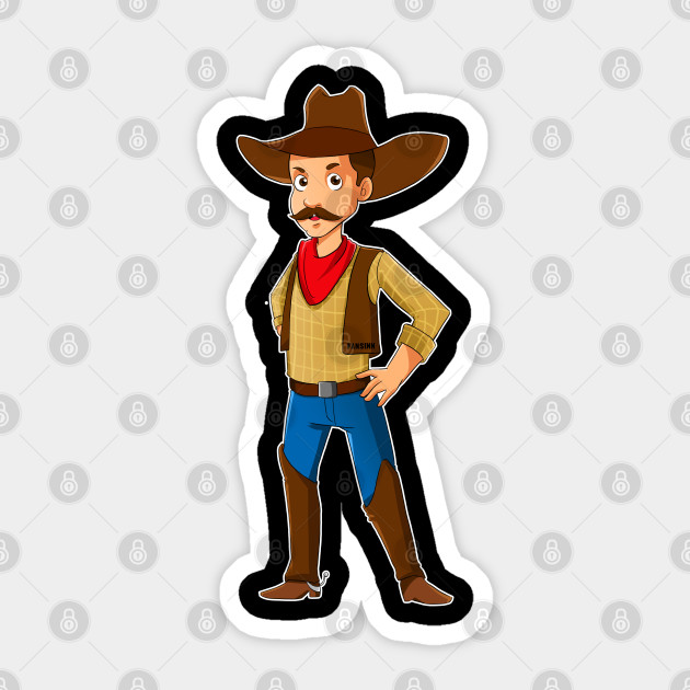 Cowboy Western Sheriff Cartoon Comic Kids Gift Cowboy Sticker Teepublic Au