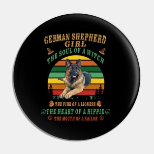 German Shepherd Girl The Soul Of A Witch The Fire Heart Of A Hippe The Mouth Of A Sailor Vintage Pin