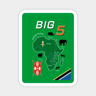 Big Five 5 Safari Africa Elephant Lion Zoo Travel Vintage Poster Magnet