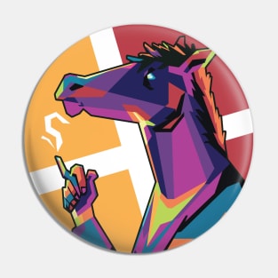 Smoking Horse In Wpap Art Style Pin