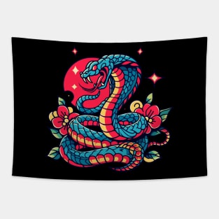 King Cobra Traditional Tattoo Tapestry