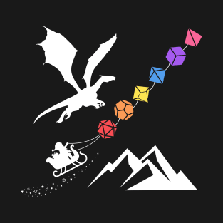 Nerdy Christmas Rainbow Polyhedral Dice Set Tabletop RPG Addict T-Shirt