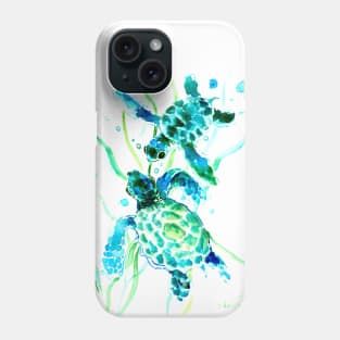 Sea turtles turquoise indigo blue design Phone Case