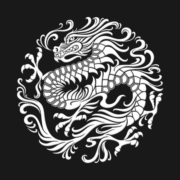 Traditional White Chinese Dragon Circle