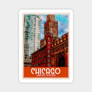 Chicago USA Travel Art Magnet