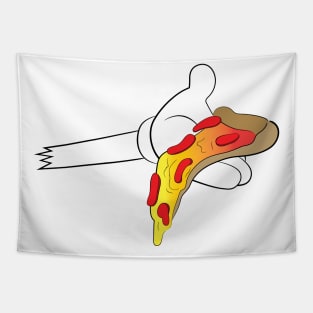Mouse Cartoon Hands Holding Pizza slice Tapestry