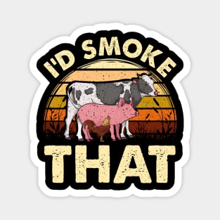 'd Smoke That Vintage Meat Smoker Gift Funny BBQ Pitmasters Magnet