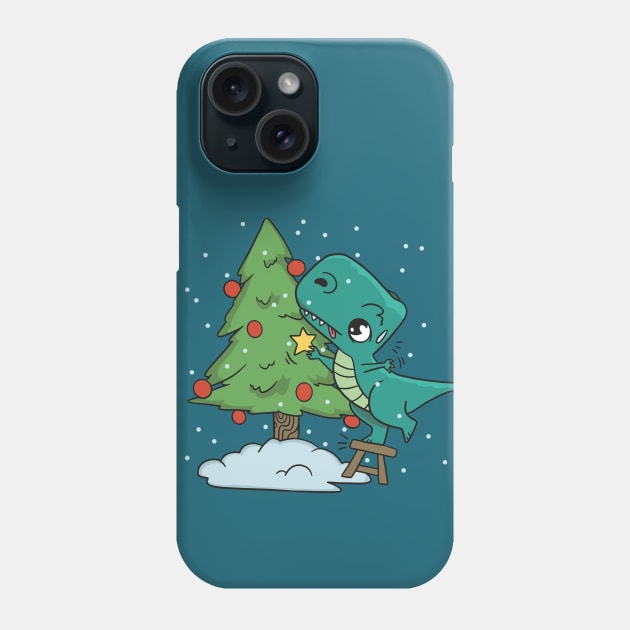 Sweaty T-Rex Decorating a Christmas Tree Phone Case by SLAG_Creative