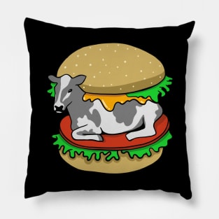 Vegan Burger Cow - Meat Free Eat Plants Pillow