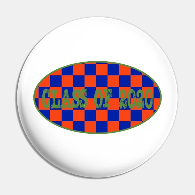 Class of 2020 UF Orange and Blue Checker with Green Checker Pattern Pin by PurposelyDesigned