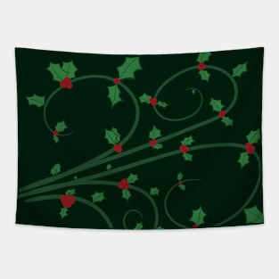 Holly Berries Vine Christmas Holiday Celebration Tapestry