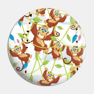 Cartoon swinging Monkeys Pin