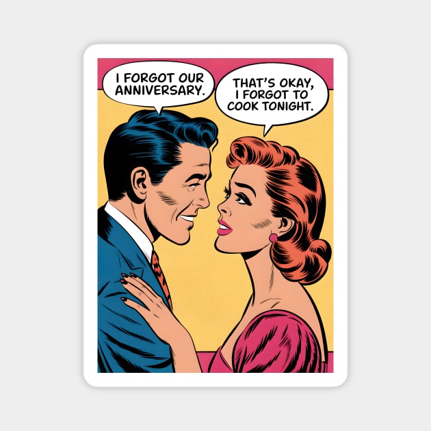 Funny Vintage Romantic Comic Magnet by animegirlnft