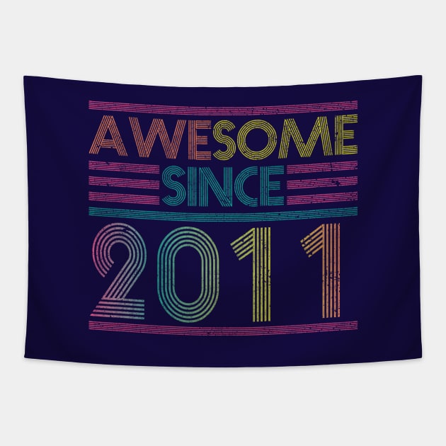 Awesome Since 2011 // Funny & Colorful 2011 Birthday Tapestry by SLAG_Creative