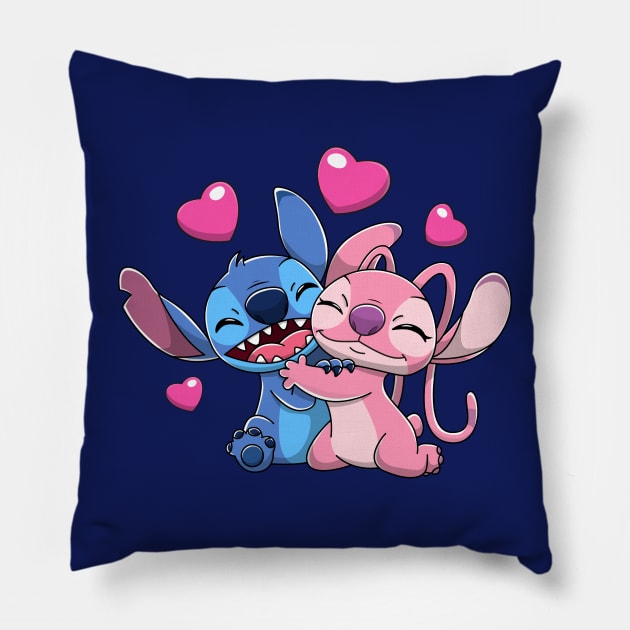 Stitch & Angel Valentines Pillow by JonWKhoo
