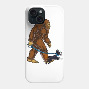 Funny Bigfoot Sasquatch Walking Boston Terrier Phone Case