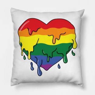 Melting rainbow heart Pillow