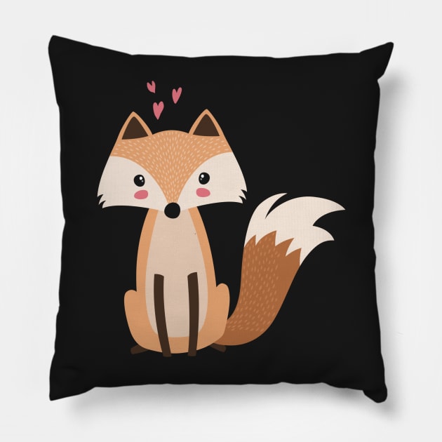 Love Hearts Fox Pillow by NattyDesigns