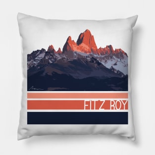 Fitz Roy Mountain Illustration Pillow