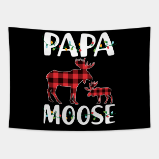 Red Plaid Papa Moose Matching Family Pajama Christmas Gift Tapestry