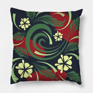 Folk flowers floral art print Flowers abstract art Pillow