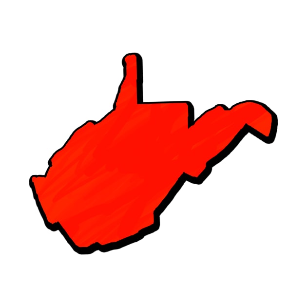 Bright Red West Virginia Outline by Mookle