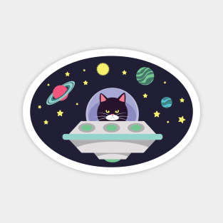 Grumpy UFO Space Invader Cat Magnet