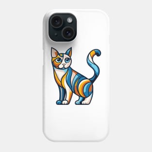 Pop art cat illustration. cubism cat illustration Phone Case