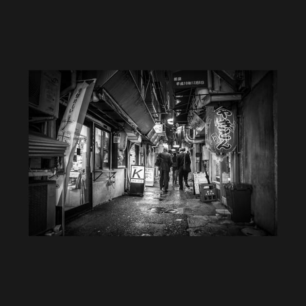 Black and White Tokyo bar alley monochrome by TokyoLuv