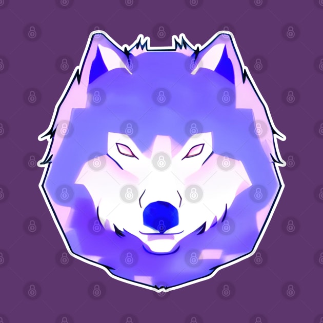 Fluffy Wolf Dog Head Portrait (MD23Ani003) by Maikell Designs