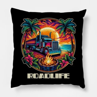 Tropical trucker roadlife Pillow