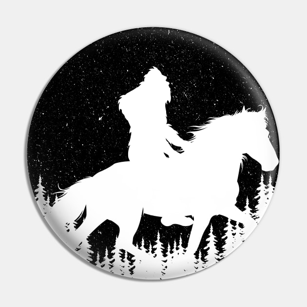 Bigfoot Riding A Horse Silhouette Pin by Tesszero