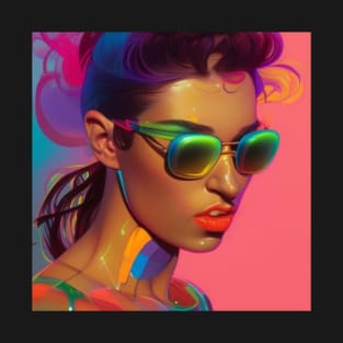 80's and Retro Girl With Sunglasses T-Shirt