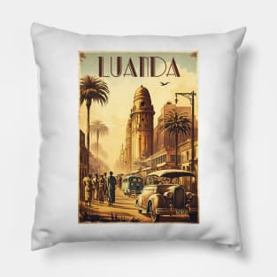 Luanda Angola Vintage Travel Art Poster Pillow