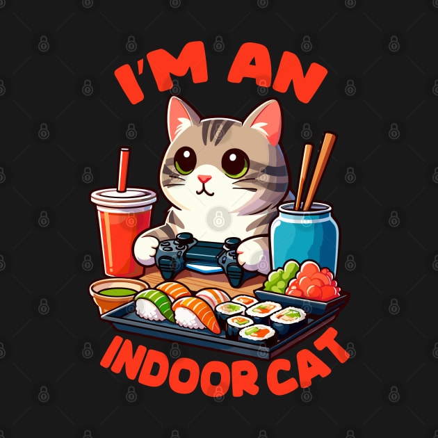 Funny Indoor Cat Eating Sushi by MoDesigns22 