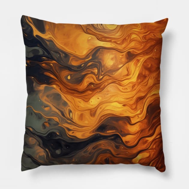 Stylized Liquid Gold Surface Pillow by Sheptylevskyi