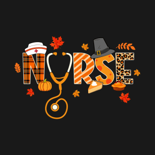 Thanksgiving Nurse Stethoscope Cute Health Worker Nursing T-Shirt