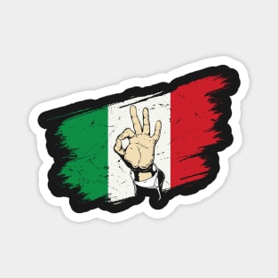 Italian Hand Gesture Sing Language Funny Italy Flag Vintage Magnet