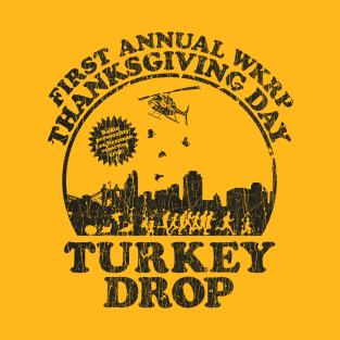 VINTAGE -  WKRP TURKEY DROP BLACK T-Shirt