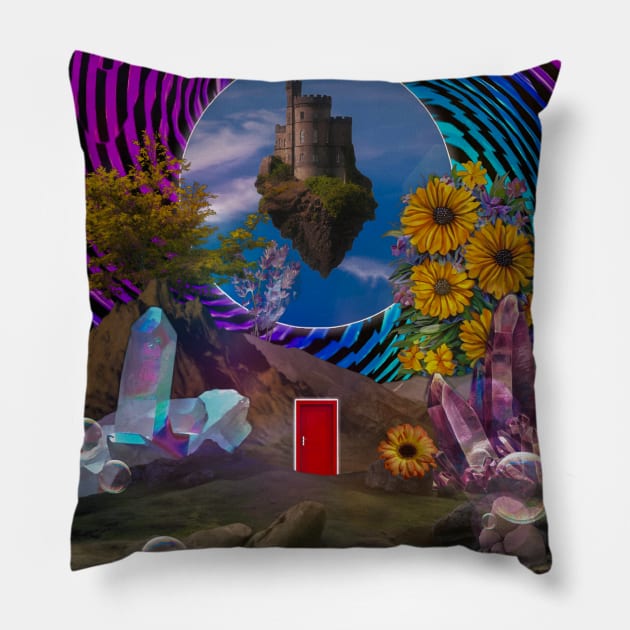 Flying Castle Pillow by Yokipon Art