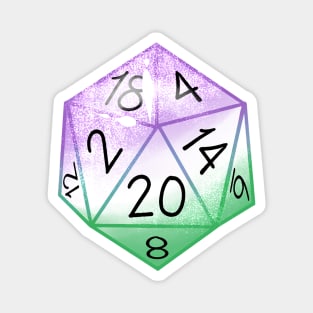 Genderqueer Pride D20 Dice Magnet