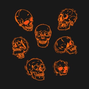 Orange Skulls Sketch T-Shirt