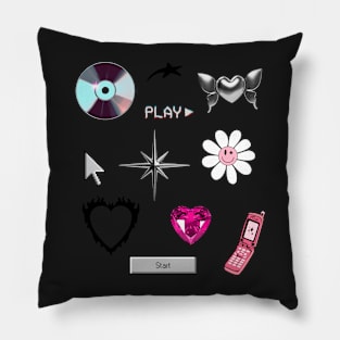 Y2k Cyberwave Pink Pillow