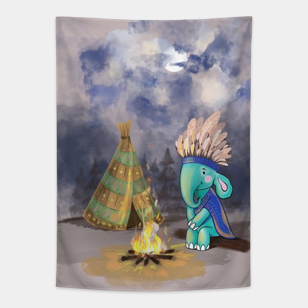 Elephant Tiffan & nature Tapestry by Elephant Tiffan 