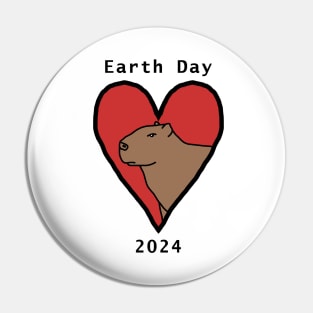 Earth Day 2024 Capybara Heart Pin