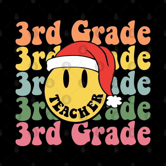 Retro Christmas Teacher 3rd Grade Santa Hat Back To School by luxembourgertreatable