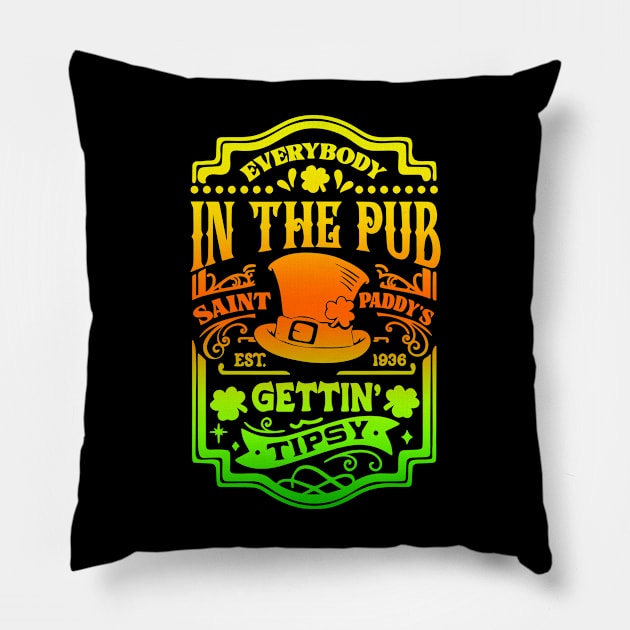 Everybody In The Pub Gettin Tipsy Pillow by InvaderWylie