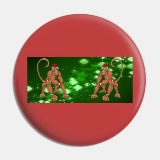 Monkey Christmas Pin