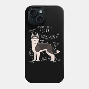 Black and White Siberian Husky Dog Anatomy Phone Case