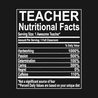 School Teacher Nutrition Facts Educator T-Shirt